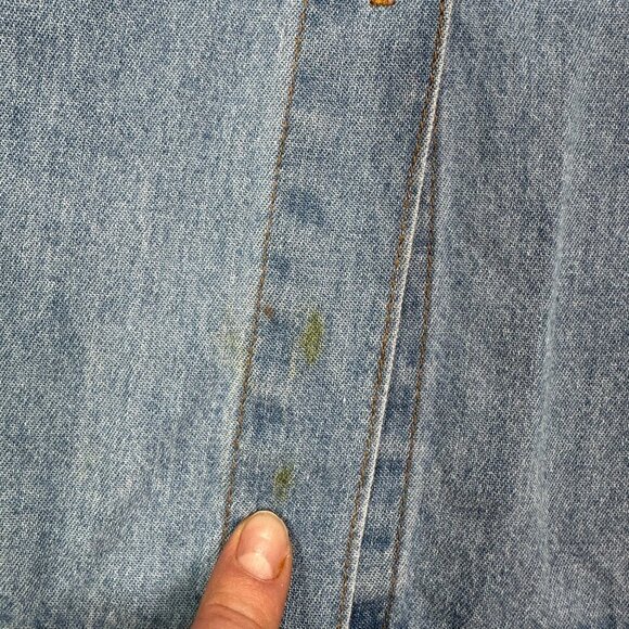 Vintage SAP Man Denim and Suede Button Up Long Sleeve Mens Shirt-Sz Large - Picture 4 of 12